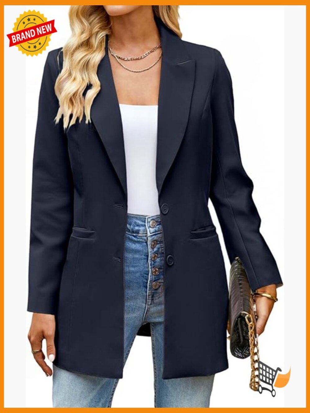 Womens Business Casual Long Blazer Jacket Dressy Work Professional